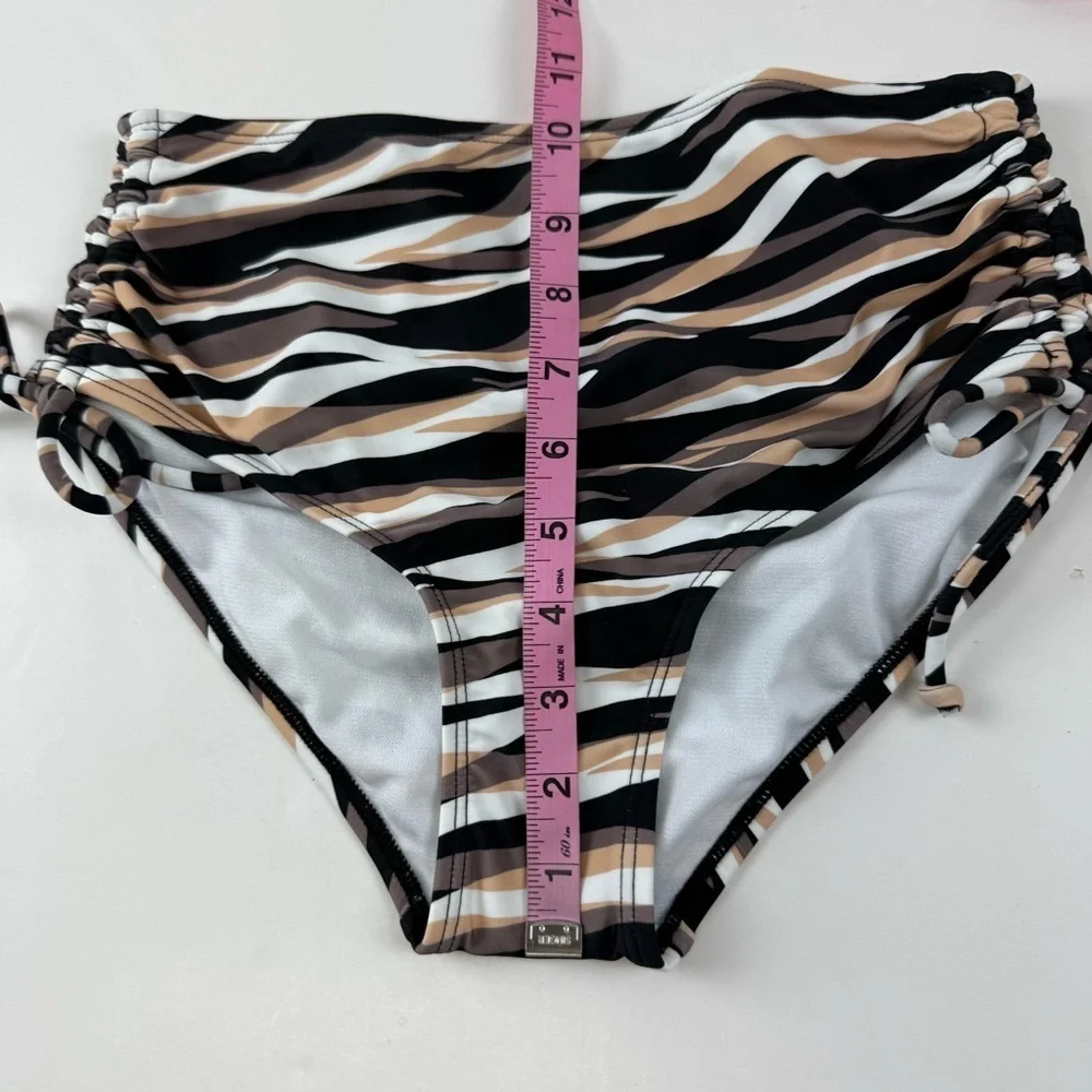 Salt + Cove Bikini Bottom Juniors Size XS Tan Black Tan Wavy Stripe Side Tie NWT